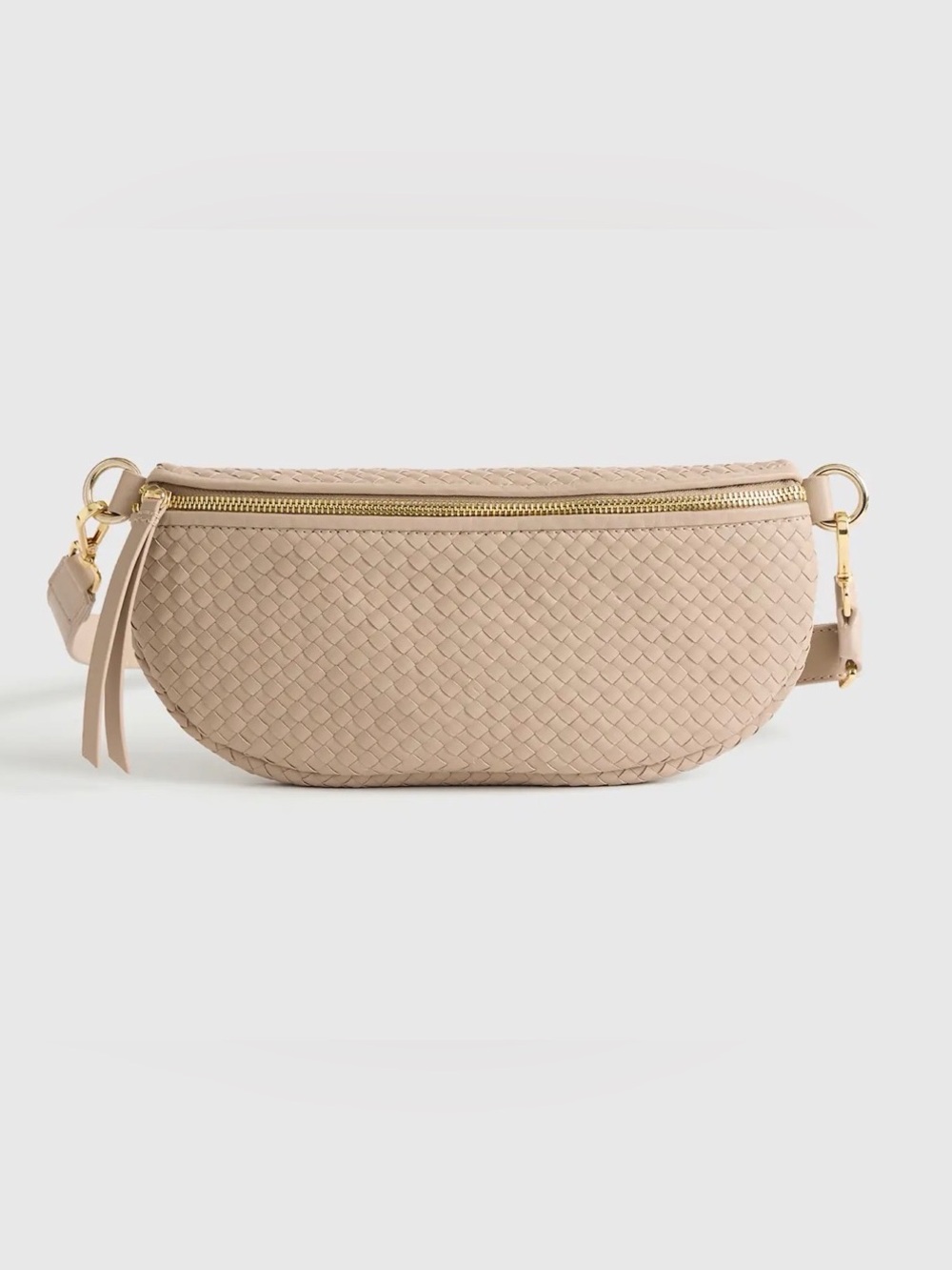 Quince Woven Leather Belt Bag in Taupe